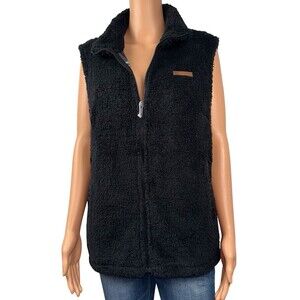 Sage Collective Sherpa Vest Jacket Womens Medium Black Fleece Lining Sleeveless